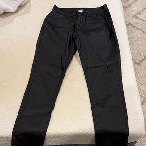 Black faux leather pants